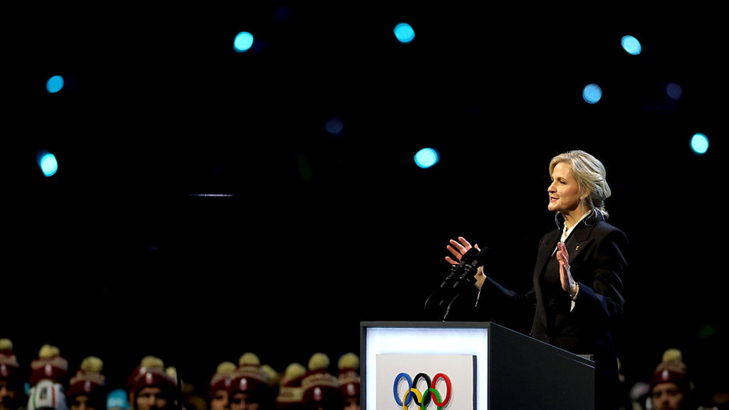 Olympic track event — athletes competing in women's sprint event