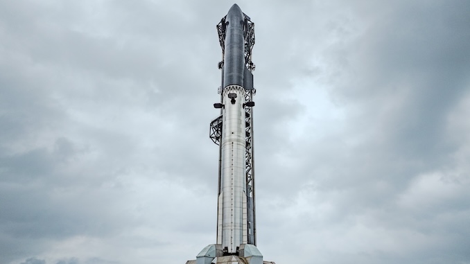 SpaceX Super Heavy booster and Starship upper stage stacked and integrated at Starbase in May 2026